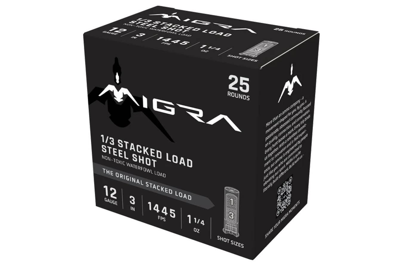 Migra Ammo 12-Gauge 3 Inch 1 1/4oz 1/3 Shot Stacked Load 25/Box